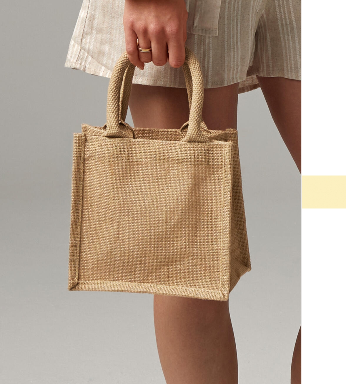 Westford Mill Jute Mini Geschenktüte W412 – Naturlook Mit Baumwollgriffen, 6 Liter Fassungsvermögen